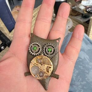 One of a Kind Steampunk Mechanical Owl Working Pendant/Broach